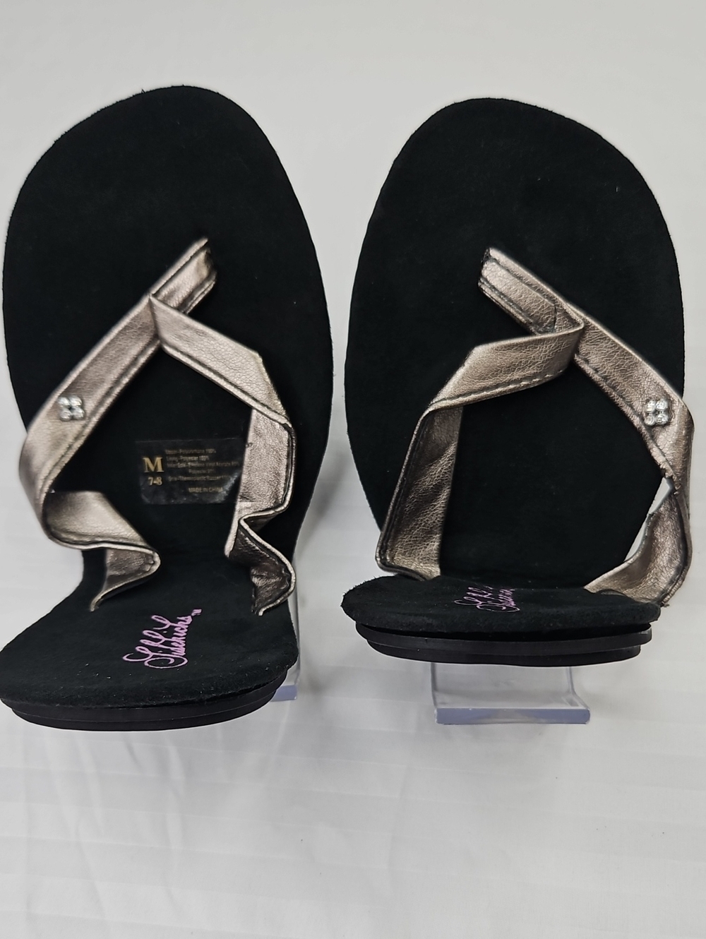 Sidekicks Foldable Metallic Bronze Sandals Size Med (7-8) With Case